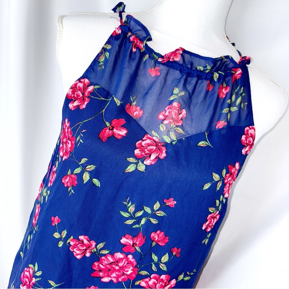 Monteau Blue Floral Tank Top